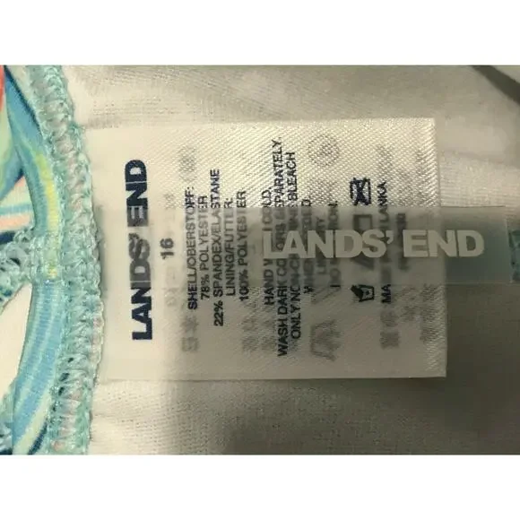 Lands' End Womens Size 16 Blue Yellow One Piece Swimsuit Scoop Padded - Picture 5 of 6